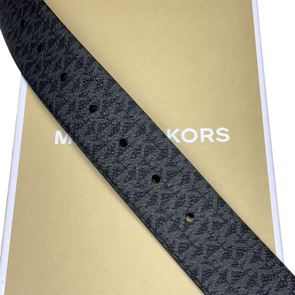 MICHAEL KORS 4-in-1 Reversible Belt. Black Solid Leather and Canvas Logo. NEW! - Picture 7 of 12